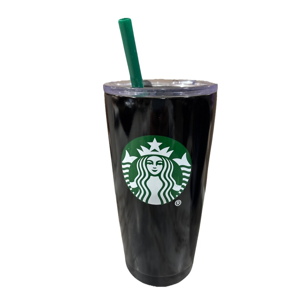 Starbucks 20 Oz Stainless Steel Black Tumbler With‎ Straw Lid Coffee Travel Mug